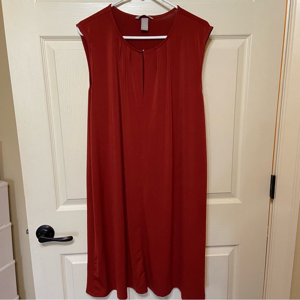 H&M Sleeveless Midi Dress in Deep Red